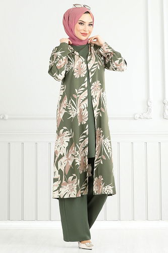 moda selvim طقم اخضر عفني 4030BG354 - Thumbnail