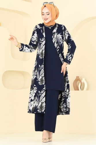 moda selvim طقم كحلي فاتح 4030BG354 - Thumbnail