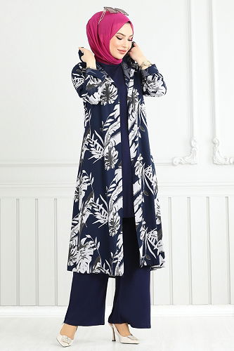 moda selvim طقم كحلي 4030BG354 - Thumbnail