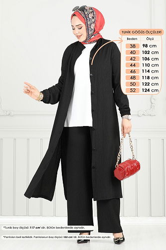 moda selvim طقم أسود 403DVL817 - Thumbnail