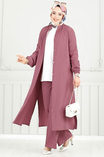 moda selvim طقم وردي غامق 403DVL817 - Thumbnail