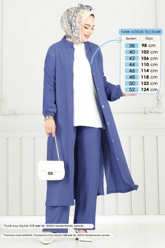 moda selvim طقم ازرق 403DVL817 - Thumbnail