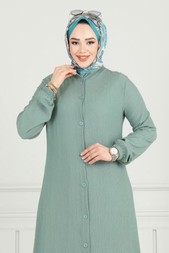 moda selvim طقم أخضر باهت 403DVL817 - Thumbnail