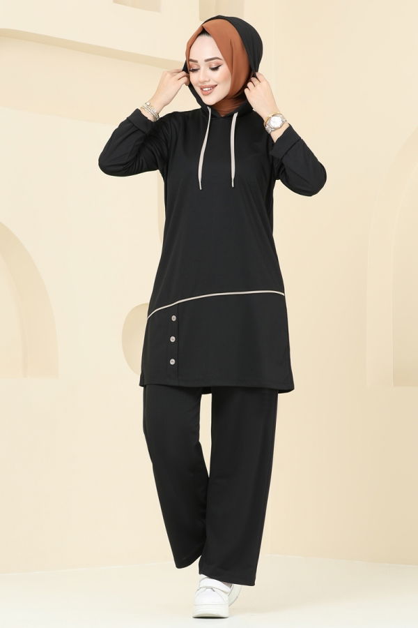 Modaselvim Hijab Combinations Combined 4043PM271 Black