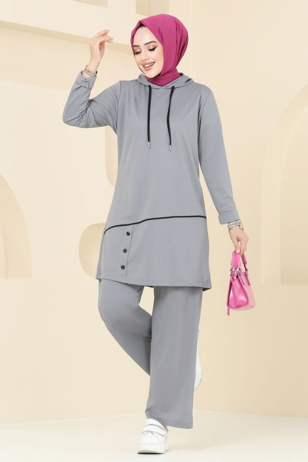 Modaselvim Hijab Combinations Combined 4043PM271 Gray