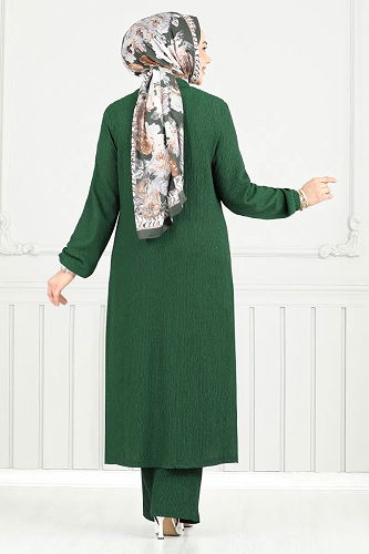 moda selvim طقم زيتي 404DVL897-M - Thumbnail