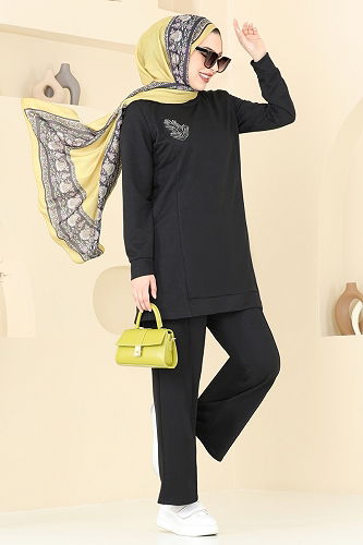 moda selvim طقم أسود 4060PM271 - Thumbnail