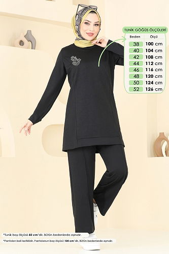 moda selvim طقم أسود 4060PM271 - Thumbnail