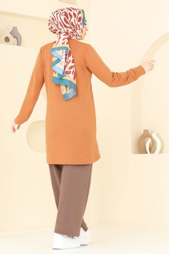 moda selvim طقم خردل وبني فاتح 4060PM271 - Thumbnail