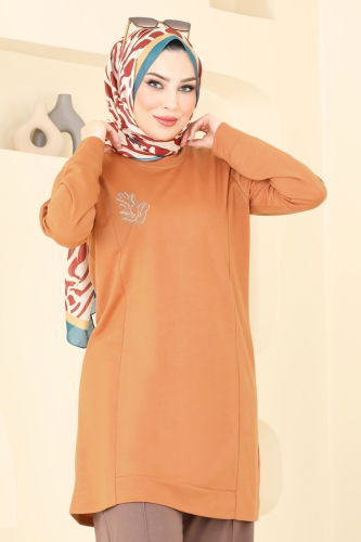 moda selvim طقم خردل وبني فاتح 4060PM271 - Thumbnail