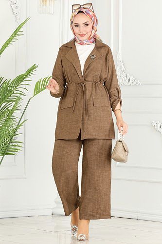 moda selvim طقم بني 4063TEG847 - Thumbnail