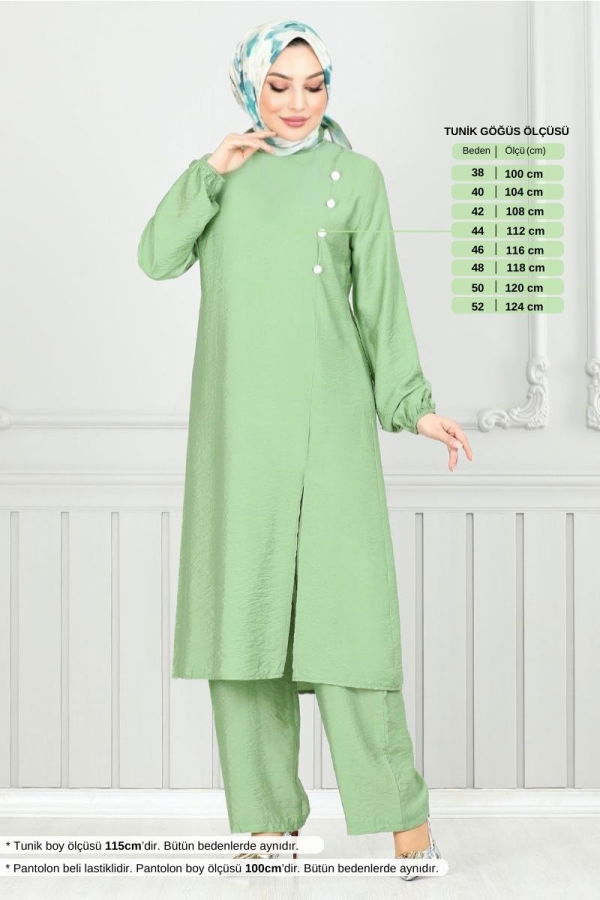 Modaselvim خصم صافٍ20%+20% في سلة التسوق طقم أخضر عشبي 4075PM1063-M