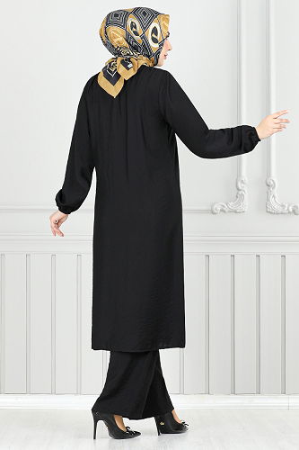 moda selvim طقم أسود 4075PM1063-M - Thumbnail