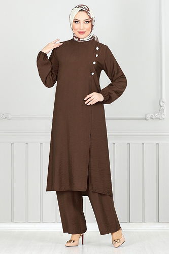 moda selvim طقم بني 4075PM1063-M - Thumbnail