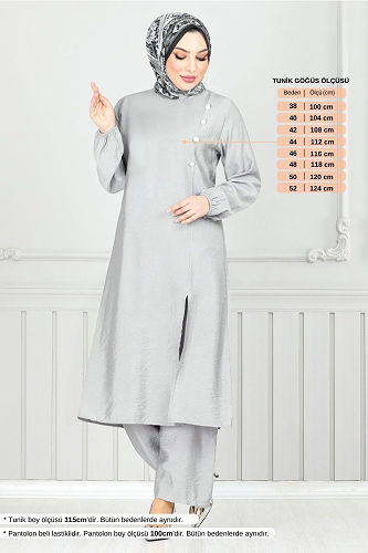 moda selvim طقم رمادي 4075PM1063-M - Thumbnail