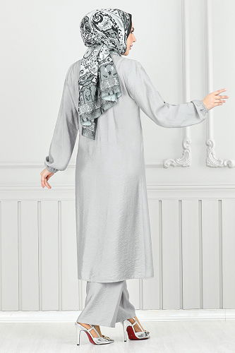 moda selvim طقم رمادي 4075PM1063-M - Thumbnail