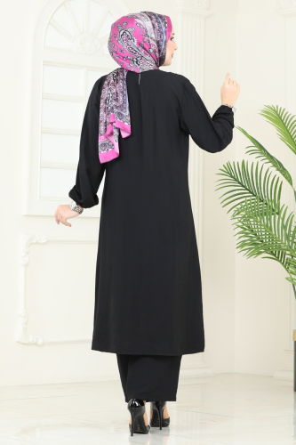 moda selvim طقم أسود 4075PM271 - Thumbnail