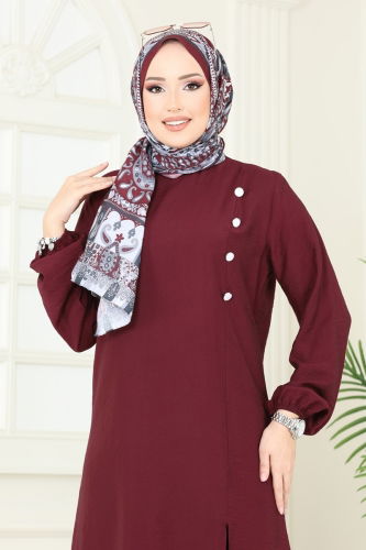 moda selvim طقم خمري 4075PM271 - Thumbnail