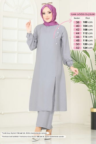 moda selvim طقم رمادي 4075PM271 - Thumbnail
