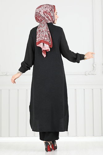 moda selvim طقم أسود 407DVL817 - Thumbnail