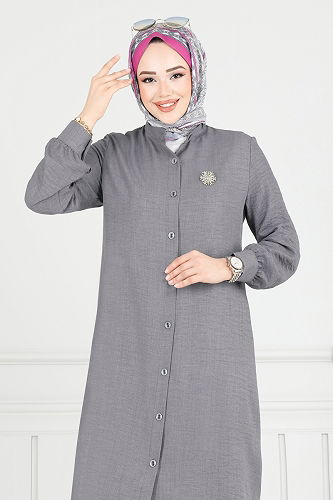 moda selvim طقم رمادي 407DVL817 - Thumbnail