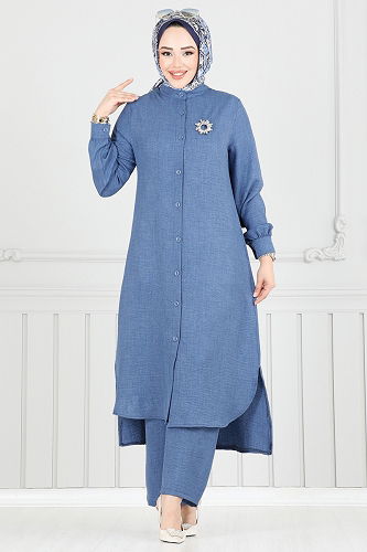 moda selvim طقم ازرق 407DVL817 - Thumbnail