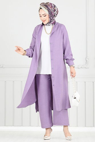 moda selvim طقم ليلكي 407DVL817 - Thumbnail