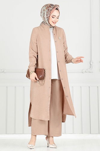 moda selvim طقم بيج 407DVL817 - Thumbnail