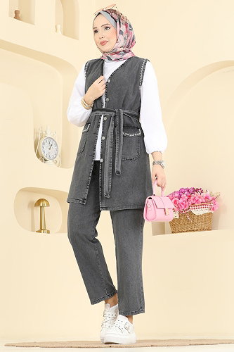 moda selvim Combined 4082ORG1169 Black Jeans - Thumbnail