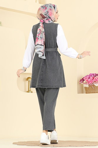 moda selvim طقم جينز أسود 4082ORG1169 - Thumbnail