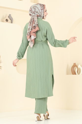 moda selvim طقم أخضر عشبي 4085PM271 - Thumbnail