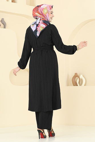 moda selvim طقم أسود 4085PM271 - Thumbnail