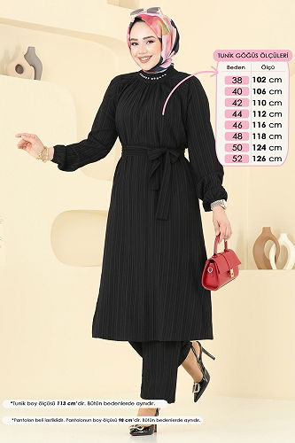 moda selvim طقم أسود 4085PM271 - Thumbnail