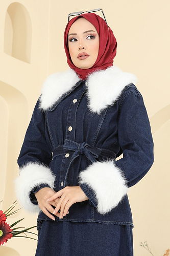 moda selvim طقم جينز غامق 4087ORG1169 - Thumbnail