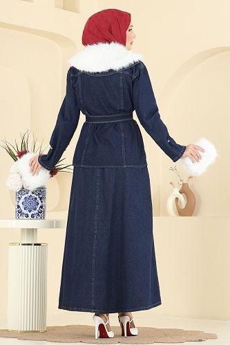 moda selvim طقم جينز غامق 4087ORG1169 - Thumbnail