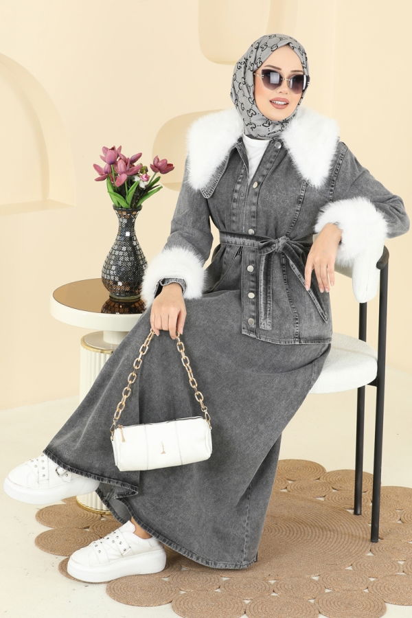 Modaselvim Hijab Combinations Combined 4087ORG1169 Gray Jeans