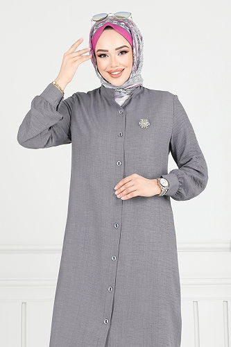 moda selvim طقم رمادي 408DVL897-M - Thumbnail