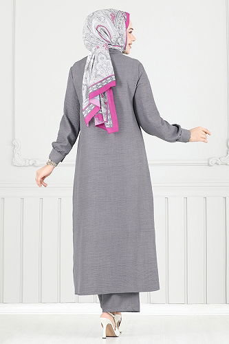 moda selvim طقم رمادي 408DVL897-M - Thumbnail