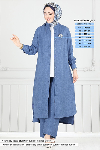 moda selvim طقم ازرق 408DVL897-M - Thumbnail