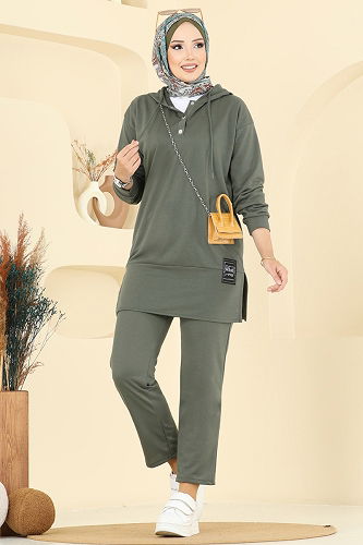 moda selvim طقم اخضر عفني 4092TEG847 - Thumbnail