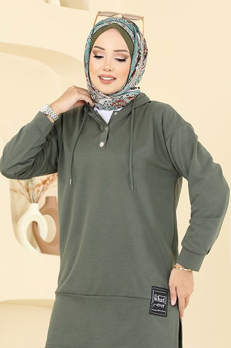 moda selvim طقم اخضر عفني 4092TEG847 - Thumbnail