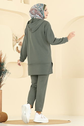 moda selvim طقم اخضر عفني 4092TEG847 - Thumbnail