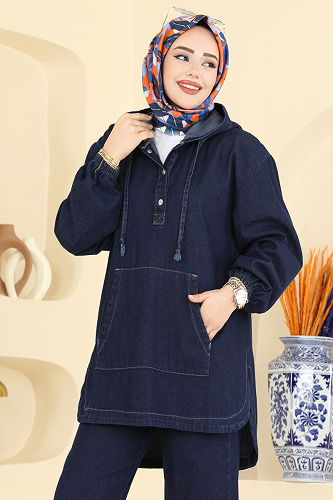 moda selvim طقم جينز غامق 4096ORG1169 - Thumbnail