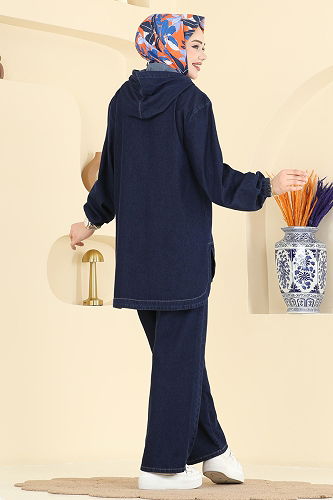 moda selvim طقم جينز غامق 4096ORG1169 - Thumbnail