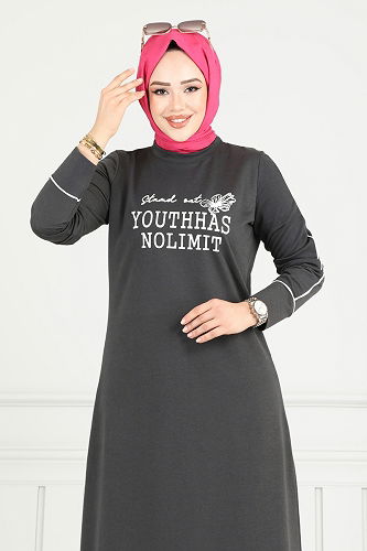 moda selvim طقم رمادي غامق 4098PM271 - Thumbnail