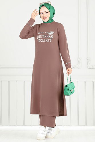 moda selvim طقم بني فاتح 4098PM271 - Thumbnail