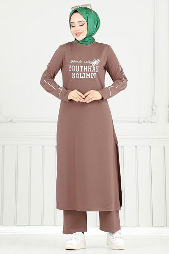 moda selvim طقم بني فاتح 4098PM271 - Thumbnail