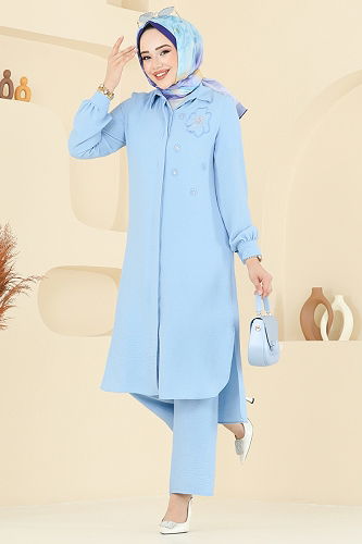 moda selvim طقم أزرق فاتح 409DVL817 - Thumbnail