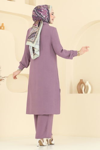 moda selvim طقم ليلكي غامق 409DVL817 - Thumbnail