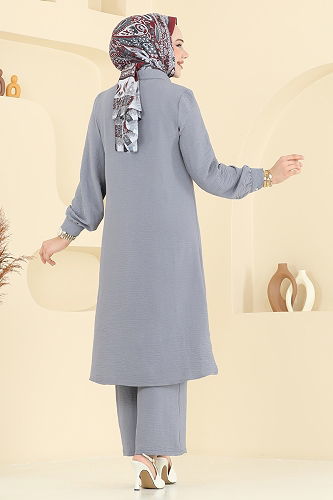 moda selvim طقم رمادي 409DVL817 - Thumbnail